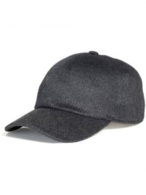 Haftowana czapka z daszkiem wełniana z kaszmiru Norwegian Wool szara