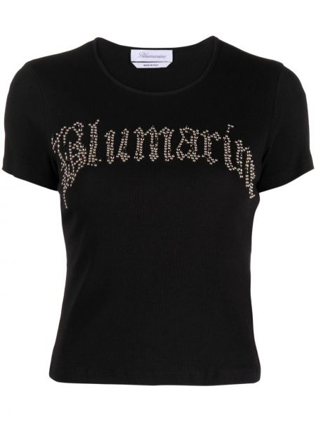 T-shirt di cotone con cristalli Blumarine nero