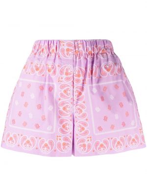 Pantaloni scurți din bumbac cu imagine cu model paisley Maje roz