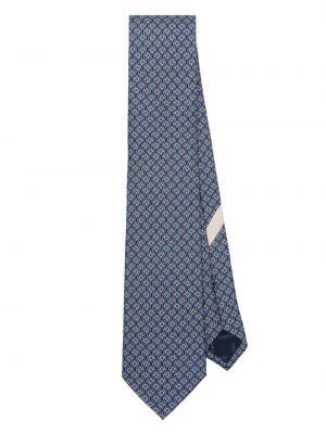 Hodvábna kravata s potlačou Ferragamo modrá