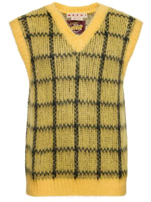 Mohérová kockovaná vesta Marni žltá