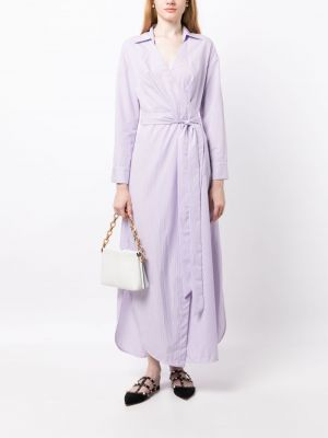 Raštuotas dryžuotas medvilninis midi suknele Evi Grintela violetinė