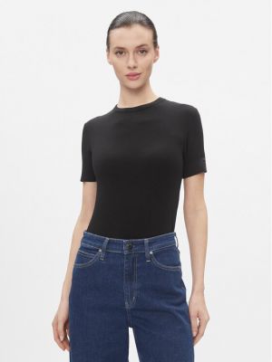 Slim fit priliehavé tričko modalové Calvin Klein čierna
