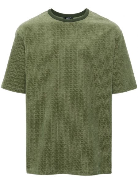 Sametové tričko Balmain zelené