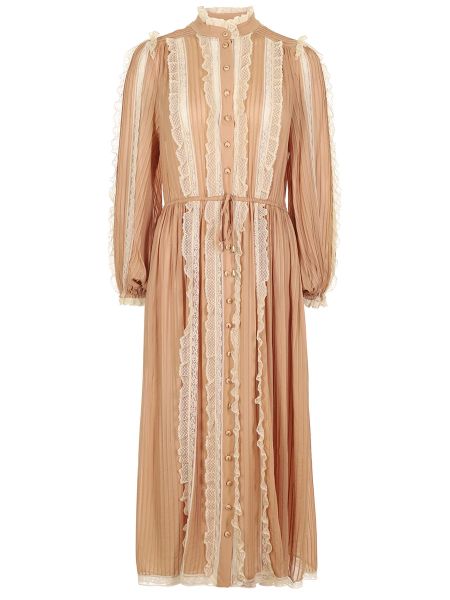 Платье из вискозы Zimmermann коричневое