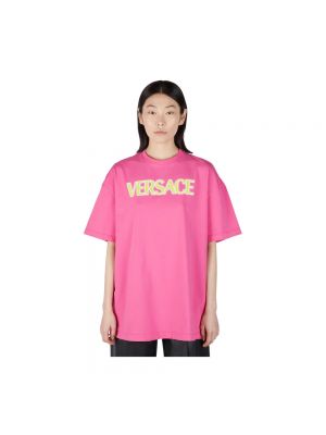 Koszulka z nadrukiem Versace różowa