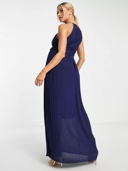 Плиссированное длинное платье Tfnc синее