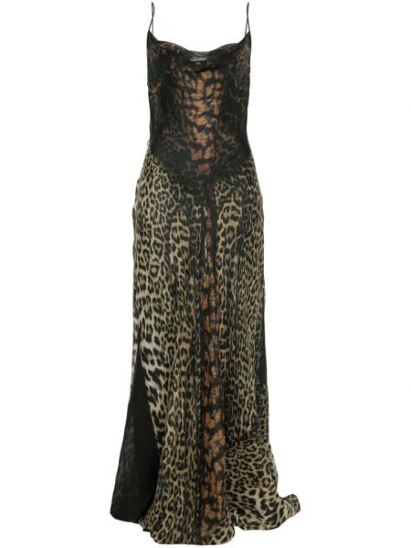 Leopard kjole med stropper med print Jean Paul Gaultier