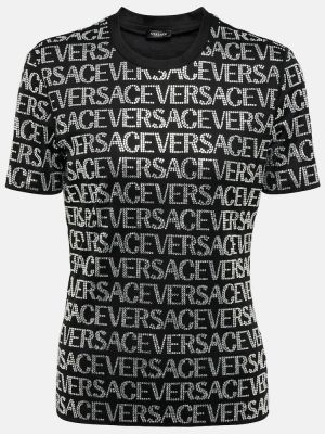 Kristály pamut póló Versace - fekete