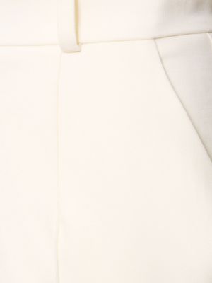 Krepové vlněné rovné kalhoty Costarellos bílé
