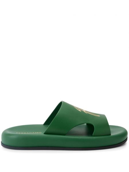 Usnjene nizki čevlji Ferragamo zelena