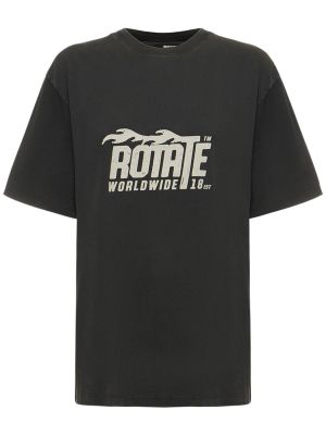 Kokvilnas t-krekls Rotate melns