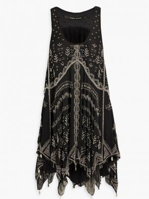 Шифоновое платье мини с бисером Isabel Marant черное