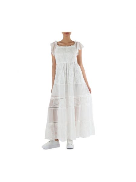 Sukienka długa szyfonowa Guess biała