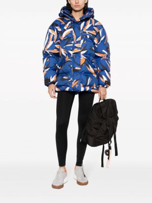 Květinová péřová bunda s potiskem Adidas By Stella Mccartney modrá