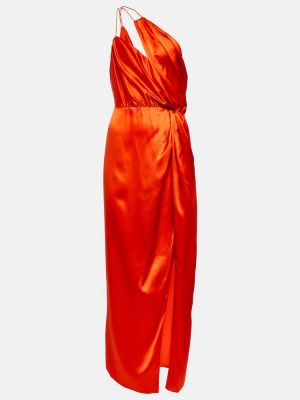 Robe mi-longue en soie asymétrique The Sei orange