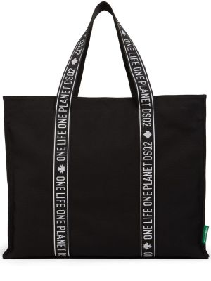 Bavlnená nákupná taška Dsquared2 čierna