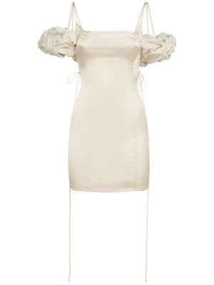 Saténové mini šaty Jacquemus biela