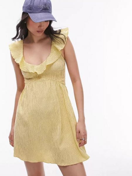 Платье мини с рюшами Topshop желтое