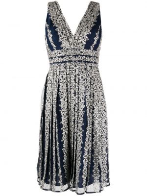 Μίντι φόρεμα με κέντημα από τούλι Marchesa Notte μπλε