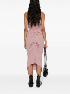 Krepové asymetrické midi sukně Rick Owens růžové