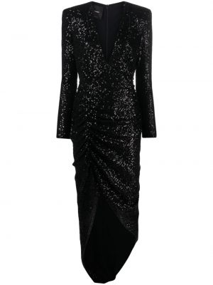 Asymetrické večerní šaty s flitry Pinko černé