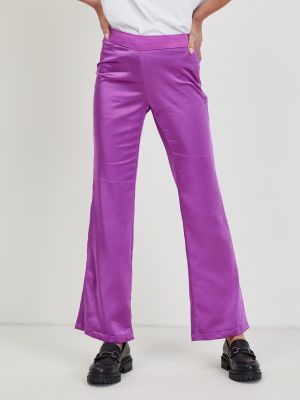 Saténové kalhoty Only fialové