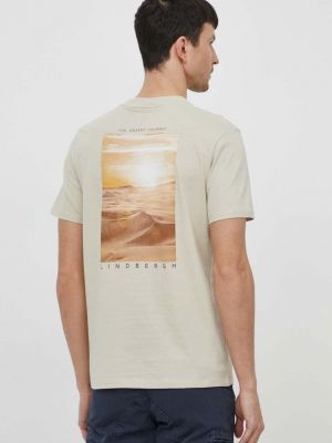 Bavlněné tričko s potiskem Lindbergh béžové