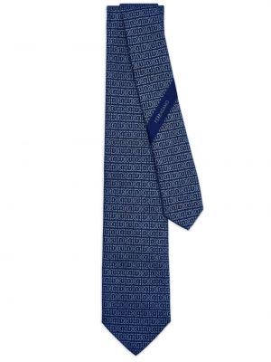 Жакардова копринена вратовръзка Ferragamo синьо