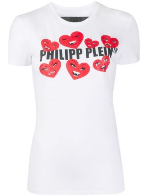 Slim fit priliehavé tričko Philipp Plein biela