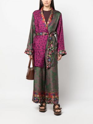 Hedvábný kabát s potiskem Pierre-louis Mascia fialový