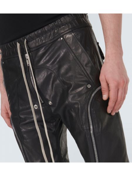 Iš natūralios odos „cargo“ stiliaus kelnės Rick Owens juoda
