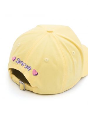 Raštuotas medvilninis kepurė su snapeliu Dsquared2 geltona