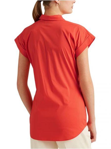 Хлопковая рубашка Lauren Ralph Lauren оранжевая