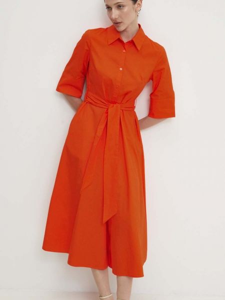 Pamučna midi haljina Answear Lab narančasta