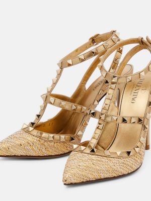 Pantofi cu toc din piele Valentino Garavani auriu