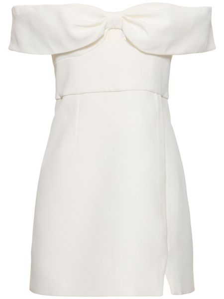 Krepové mini šaty s mašlí Self-portrait bílé