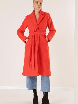 Plstěný kabát s kapsami By Saygı červený