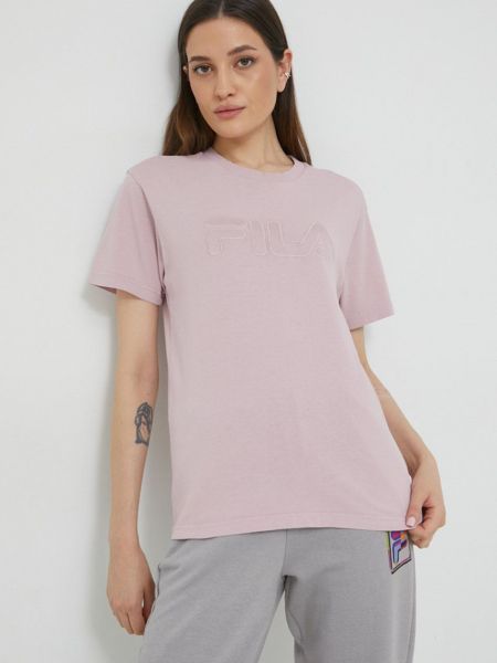 Памучна тениска Fila розово