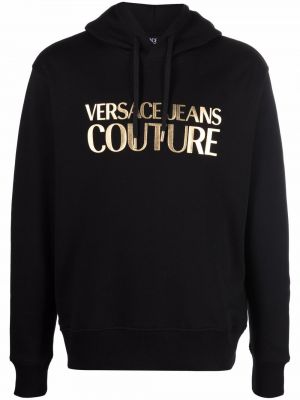 Trykt bomull hettegenser Versace Jeans Couture svart