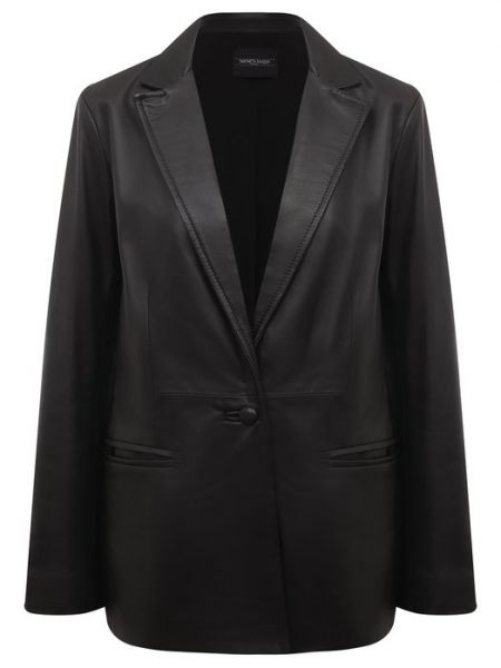 Черный кожаный пиджак Simonetta Ravizza