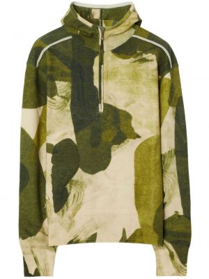 Kapučdžemperis ar rāvējslēdzēju ar apdruku kamuflāžas Burberry zaļš