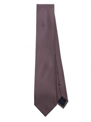 Raštuotas taškuotas šilkinis kaklaraištis Brioni violetinė