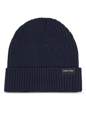 Bombažna kapa Calvin Klein modra