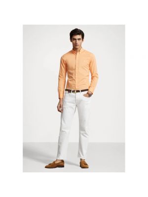 Camisa slim fit de algodón Polo Ralph Lauren naranja