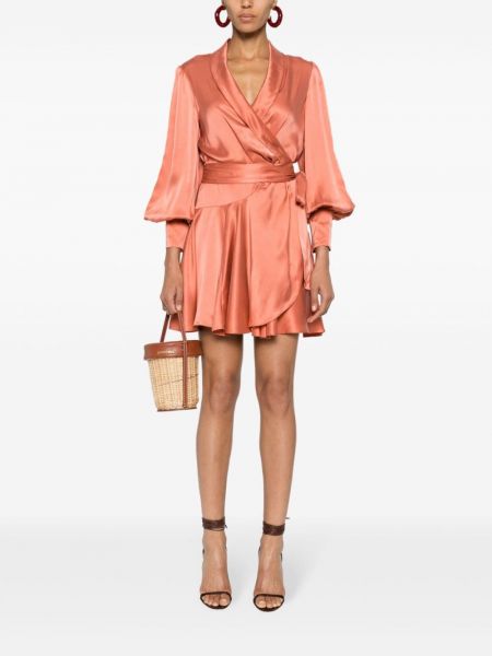Hedvábné mini šaty Zimmermann oranžové
