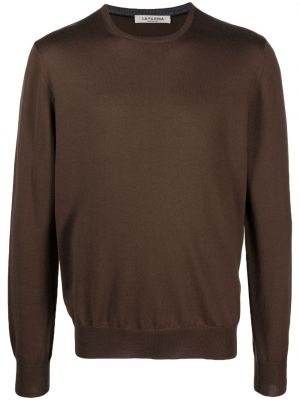 Вълнен пуловер с кръгло деколте Fileria кафяво