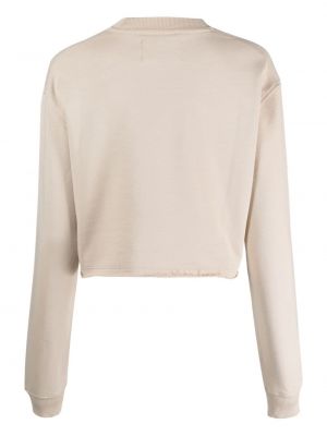 Medvilninis siuvinėtas džemperis Calvin Klein Jeans smėlinė