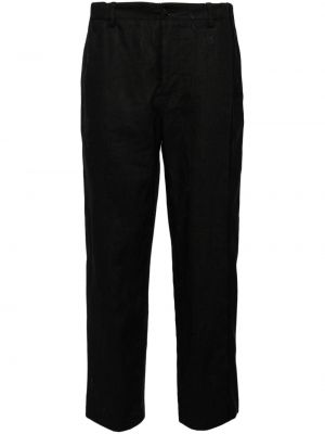 Lněné rovné kalhoty Feng Chen Wang černé