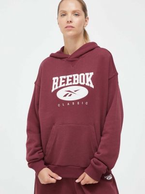Бавовняний светр з капюшоном з аплікацією Reebok Classic бордовий